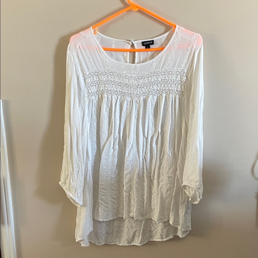 Peasant top high low with 3/4 sleeves